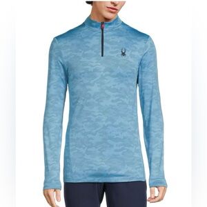 NWT Men’s Spyder Light Blue Camo Long Sleeve 1/4 zip pullover Sz medium